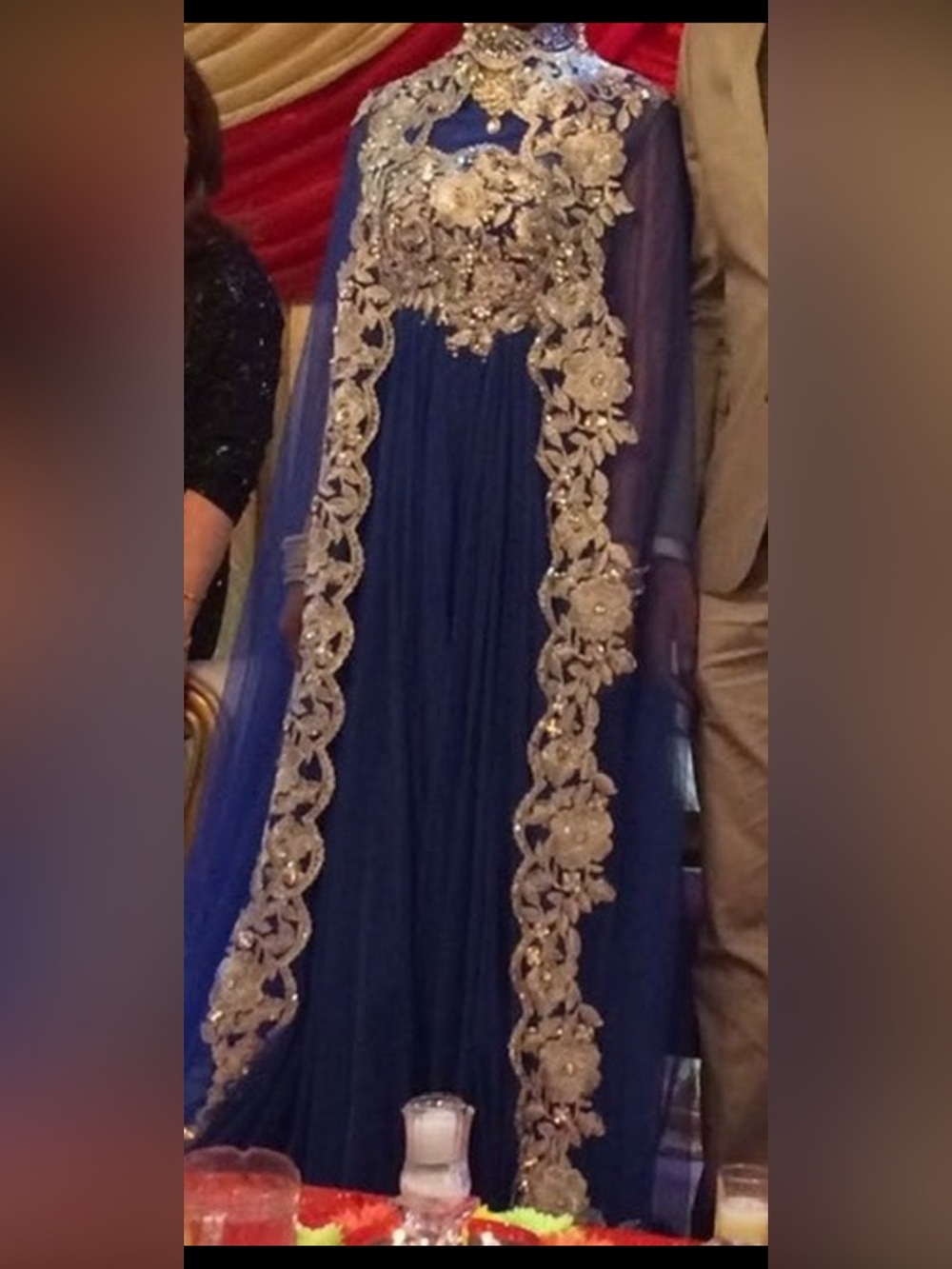 Royal Blue Evening Gown with cape